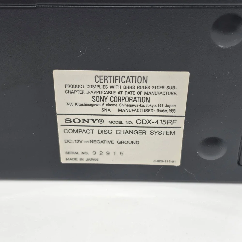 Sony CDX-415RF 10 Disc CD Changer w/ Controller Open Box New Never Used OEM